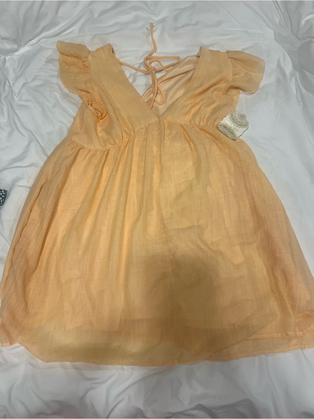 Altar'd State mango Tie-Back Flutter-Sleeve Dress